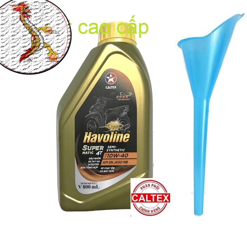 [FREE PHỄU NHỚT]Nhớt xe tay ga Havoline 10W40 800ml, Dầu nhớt Havoline SuperMatic 4T SAE 10W-40 0,8L xe tay ga