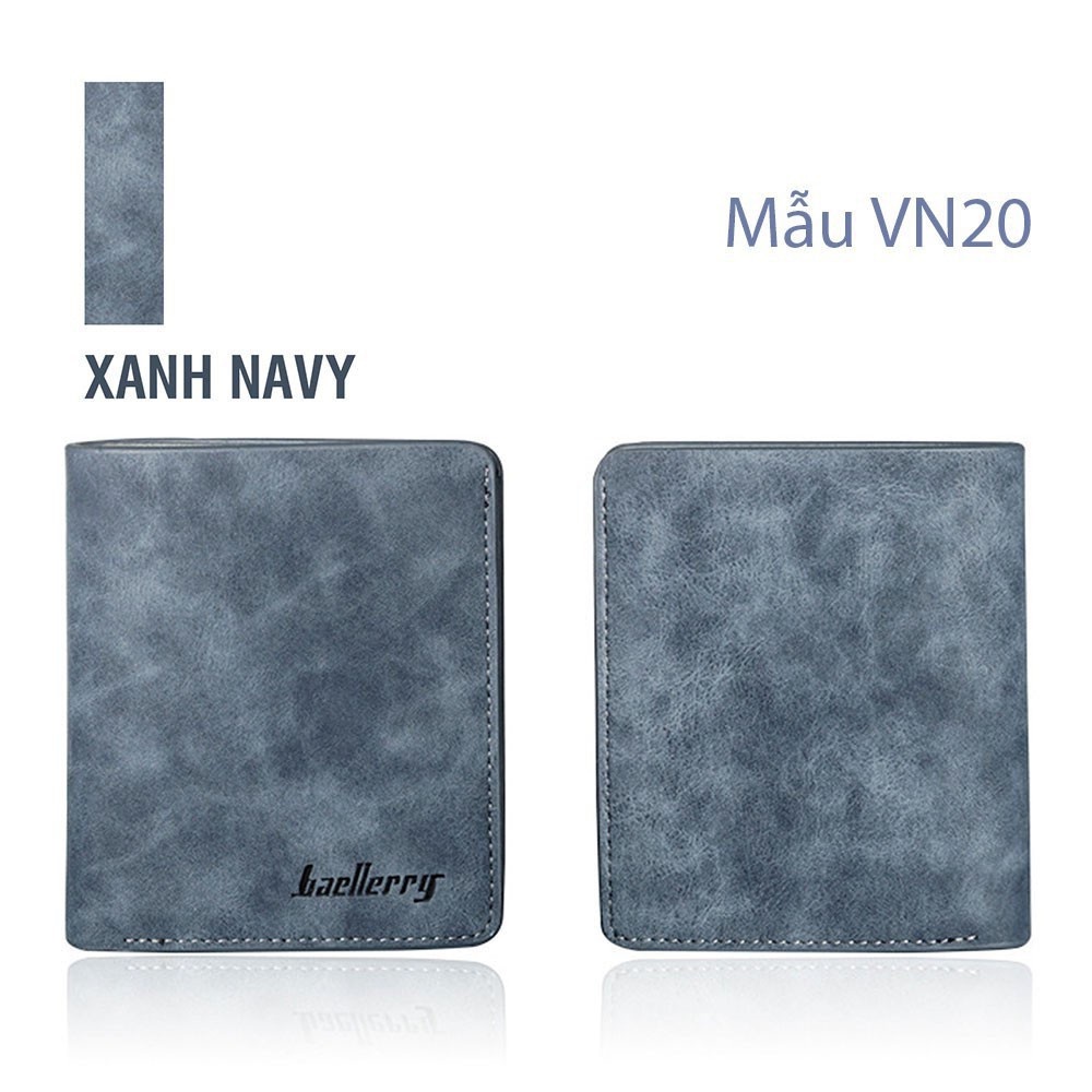 Ví nam Baellerry da bò thật cao cấp,Bóp nam da lộn dáng đứng đựng thẻ,đựng card nhỏ gọn có hộp làm quà - V101