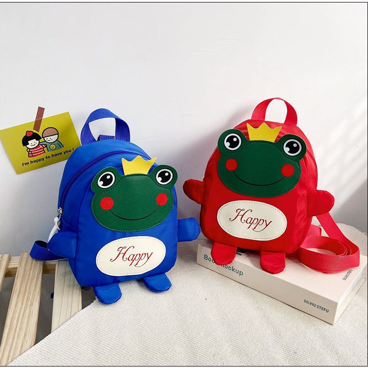 Children's backpack cartoon little frog kindergarten bag Korean style cute men's and women's bag 1-5 years old lost-proof backpack