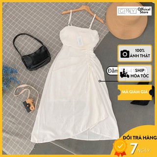 Đầm 2 Dây Trắng Dây Rút TH-041