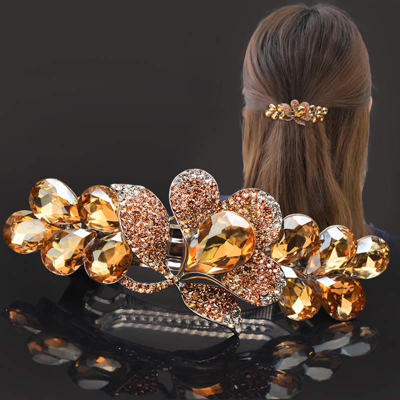 Kẹp Tóc Hình Hoa Đính Kim Cương Giả