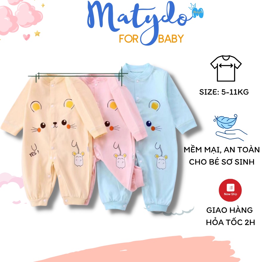 Bộ body cho bé dài tay MATYDO bộ đồ liền thân bodysuit cho trẻ sơ sinh 5-11kg cho bé hình chuột cute