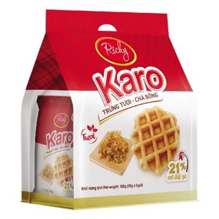 1 túi 6 cái bánh Trứng Tươi Chà Bông Karo 21% thịt gà / Bánh Karo
