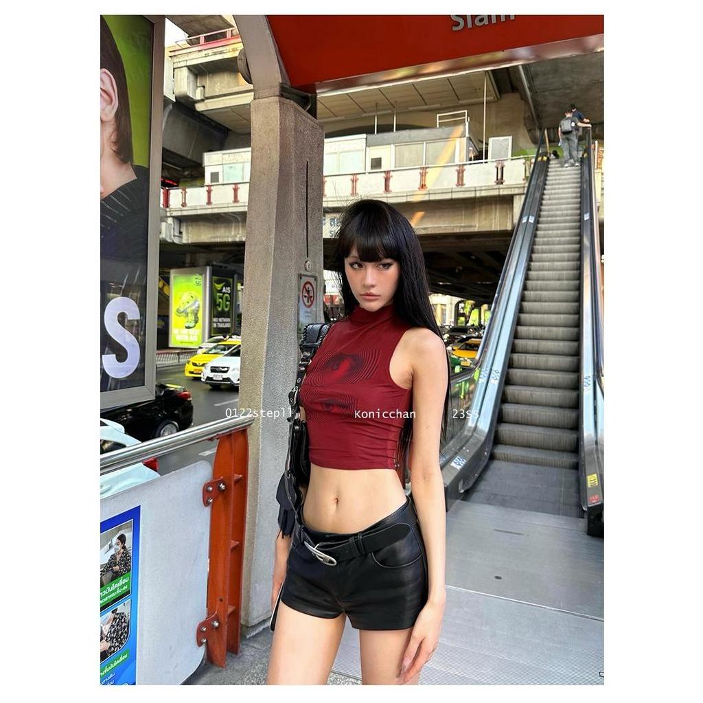 Áo Không Tay Cổ Cao Họa Tiết In Cao Cấp Thời Trang Mùa Hè Dành Cho Nữ