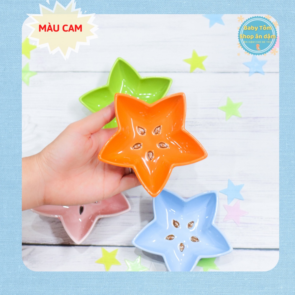 Đĩa gốm sứ cho bé ăn dặm hình khế 90ml,Baby Tôm