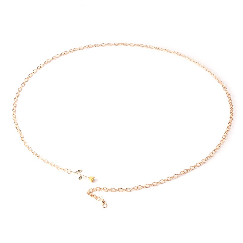 Thắt Lưng Dây Xích Kim Loại Mặt Hoa Hồng Trang Trí Thời Trang Cho Nữ