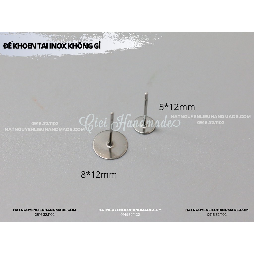 Túi 20c đế khoen tai inox không gỉ Stainless steel Cici Handmade chuyên hạt đá hạt pha lê hạt cườm hạt trang sức