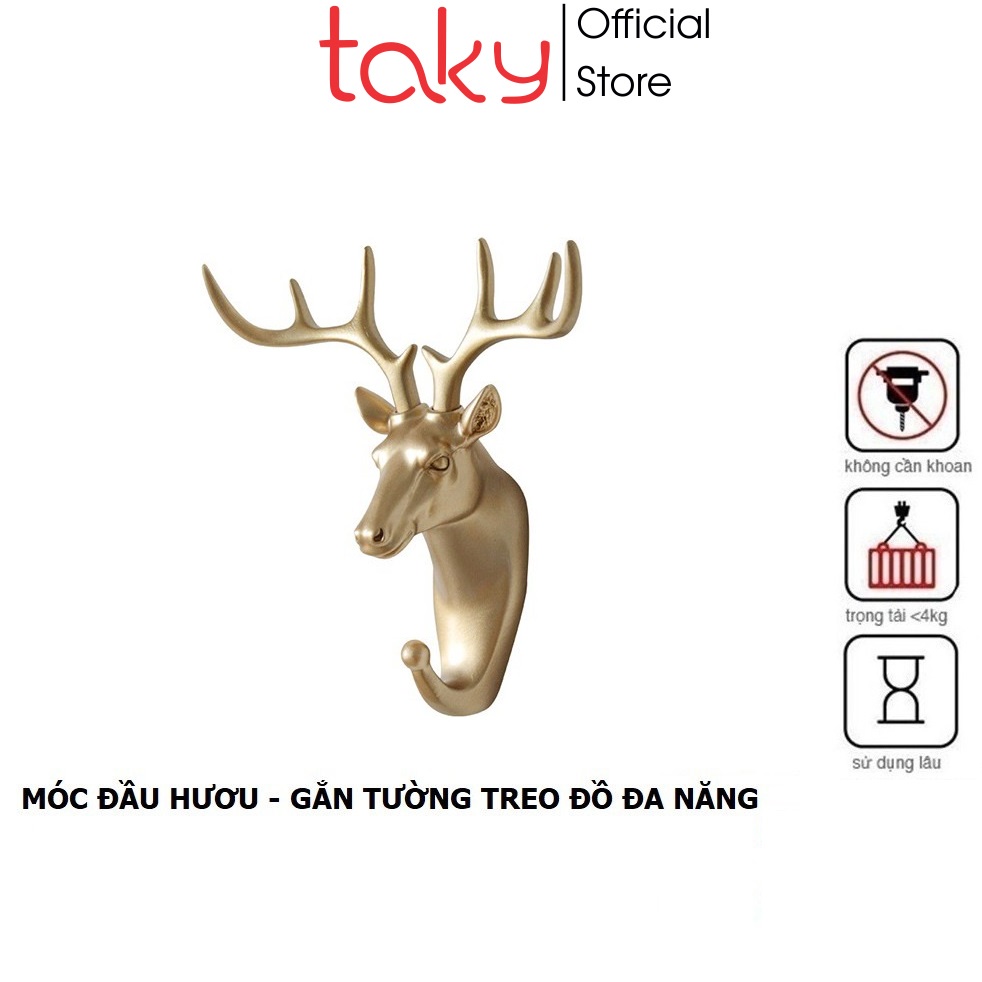 Móc Dính Tường Đầu Hươu - Taky - Trang Trí Bắt Mắt, Treo Đồ Đa Năng Tiện Dụng, Treo Tường, Chắc Chắn, 2240