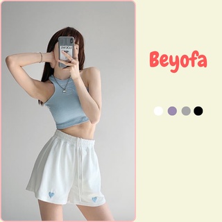 Quần đùi nữ ống rộng dây rút cạp chun - Quần short nữ thêu hình trái tim