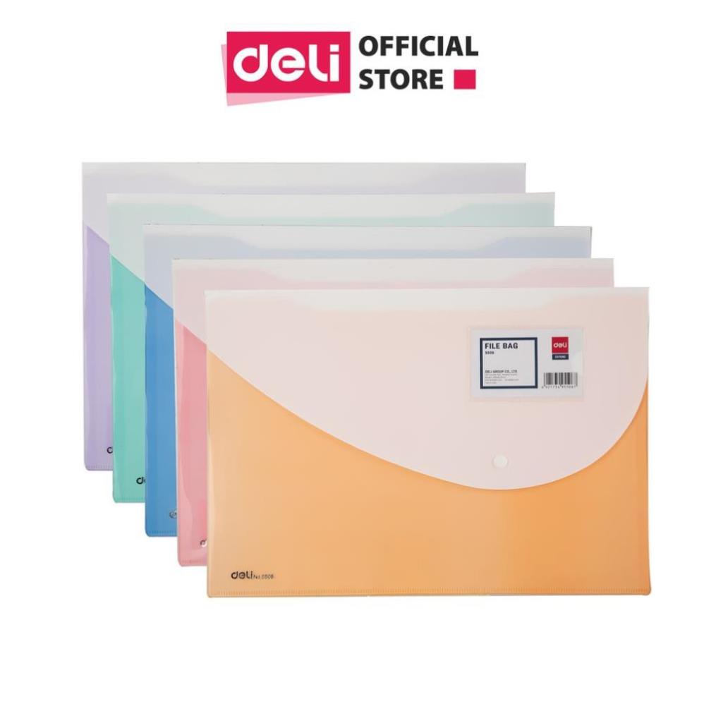 Túi hồ sơ A4 Deli, Đỏ/Cam/Xanh dương/Tím/Xanh lá cây - 1 chiếc - E5506