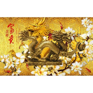 Tranh dán tường vải lụa 3D rồng bay