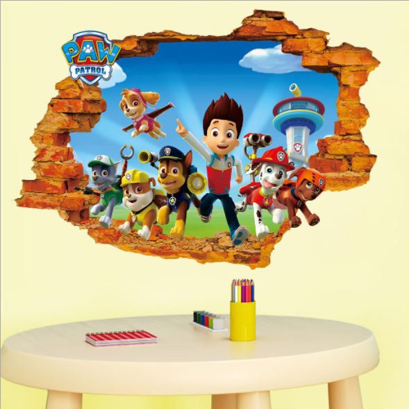 Giấy decal dán tường hoạt hình paw patrol biệt đội cứu hộ