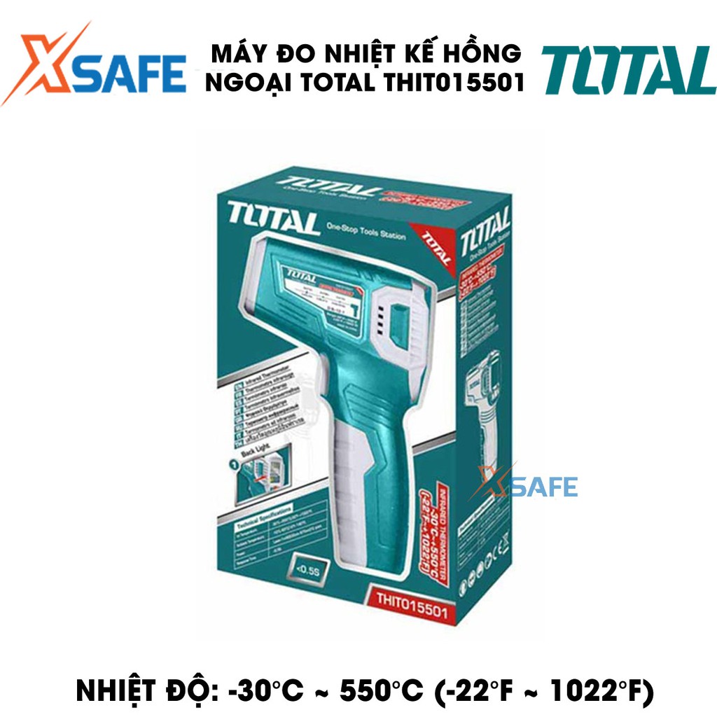 Nhiệt kế hồng ngoại TOTAL THIT015501 màn hình hiển thị màu Máy đo nhiệt cầm tay tự động tắt nguồn, có đèn nền