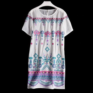 Đầm Linen Thêu Phom ngắn kèm đầm lót