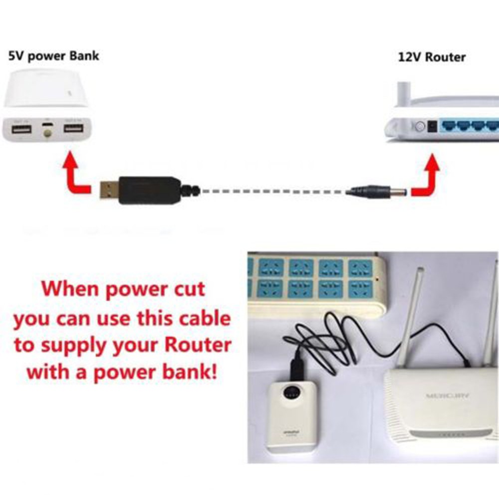 Dây Cáp Chuyển Đổi Nguồn Điện Từ 5v Sang Dc 12v Usb 2.1x5.5mm