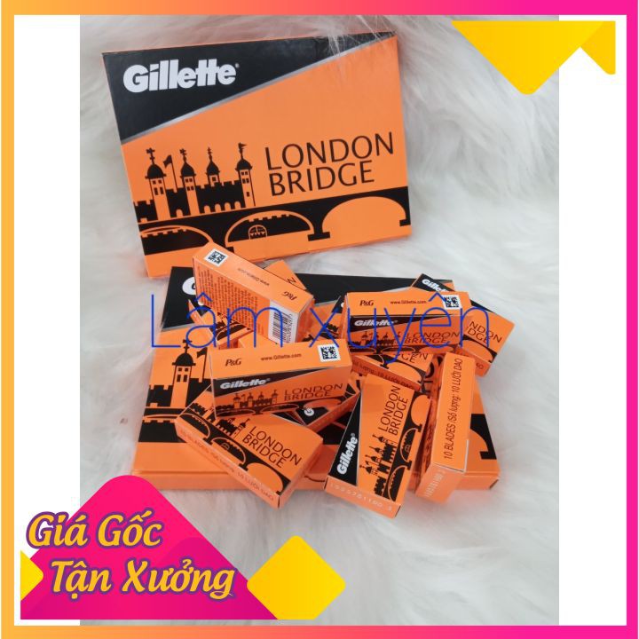 Dao lam Gillette cam london bridge hộp 100 lưỡi cạo mặt tóc nam nữ barber ( Mẫu Mới Dạng Vỉ ) FREESHIP chuyên dụng