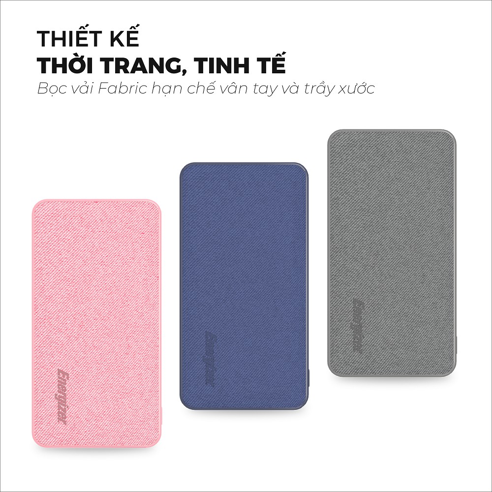 Combo: Sạc Mophie 10w - Cáp Mophie lightning 1M - Sạc dự phòng bọc vải Energizer Fabric 10000mAh - UE10043