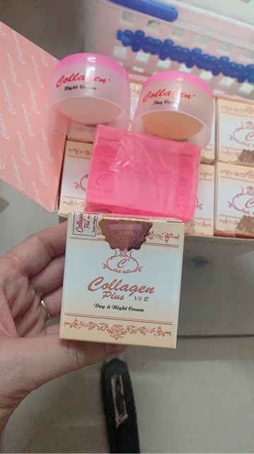 (tem đỏ, có video) bộ kem collagen plus vit E tem đỏ chính hãng