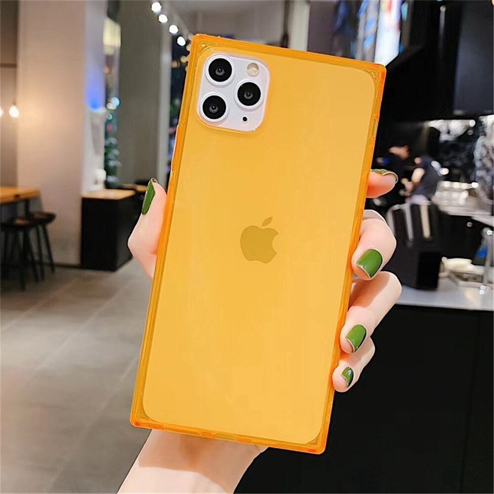 Ốp Điện Thoại TPU Mềm Hình Vuông Màu Dạ Quang Sang Trọng Cho iPhone 11 12 Pro Max iPhone 12 Mini iPhone 12 Pro