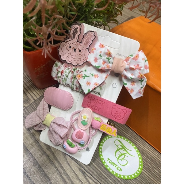 Set 9 Kẹp Tóc Hoạt Hình Đính Nơ Xinh Xắn