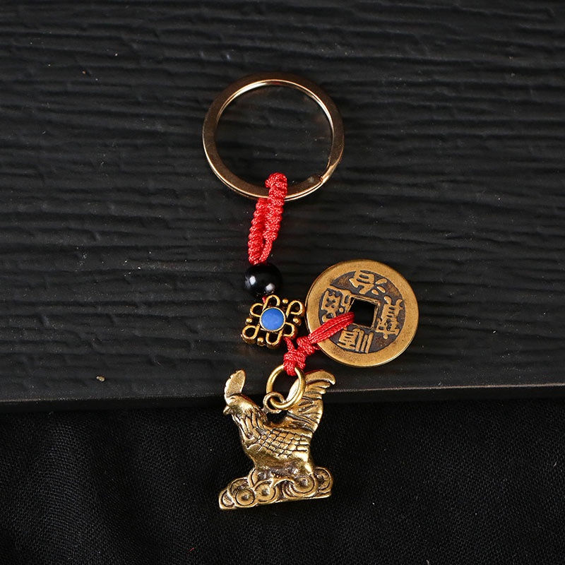 Móc khóa ngũ hoàng hình 12 con giáp , chất liệu đồng thau bền đẹp.