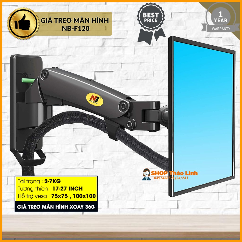 Giá treo màn hình NB-F120 treo tường 17-27inch-Xoay màn 360 độ