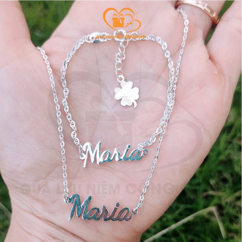 Bộ lắc tay, dây chuyền khắc tên Thánh Maria, Anna, Têrêsa... theo yêu cầu chất liệu bạc ta Quà Lưu Niệm Công Giáo