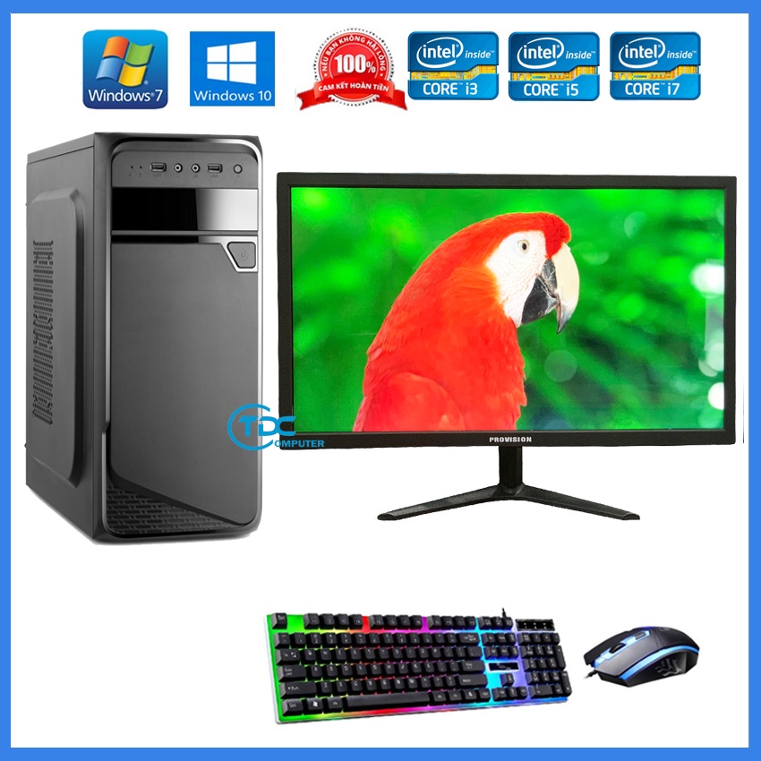 Bộ máy tính để bàn PC Gaming+Màn hình 24 inch Provision Cấu hình core i3,i5,i7 Ram 8GB,SSD 120GB + Quà Tặng phím chuột