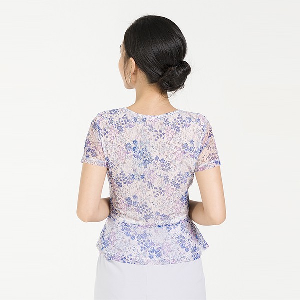 ÁO Kiểu Nữ Peplum Cổ TròN Ren Lưới Lamer L61B20H055