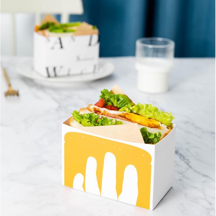Set 5 hộp giấy đựng bánh mì sandwich đáng yêu