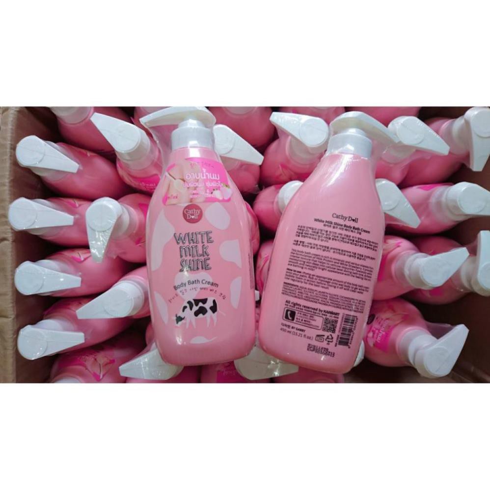 Sữa tắm sữa bò Cathy Doll White Milk Shine Body Bath Cream 450ml dưỡng da mềm mịn trắng sáng