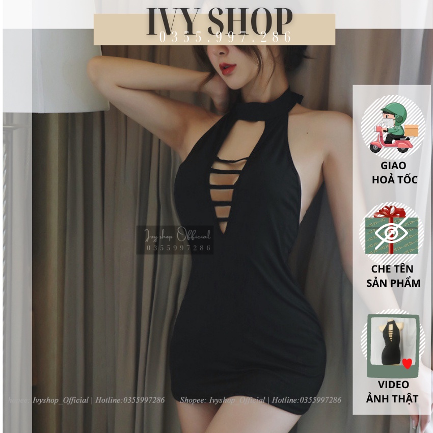 Váy Ngủ Sexy Body Hở Lưng Cut Out Gợi Cảm - Đầm Ngủ Cổ Yếm - VB002