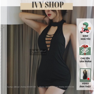 Váy ngủ sexy body hở lưng cut out gợi cảm - đầm ngủ cổ yếm - vb002