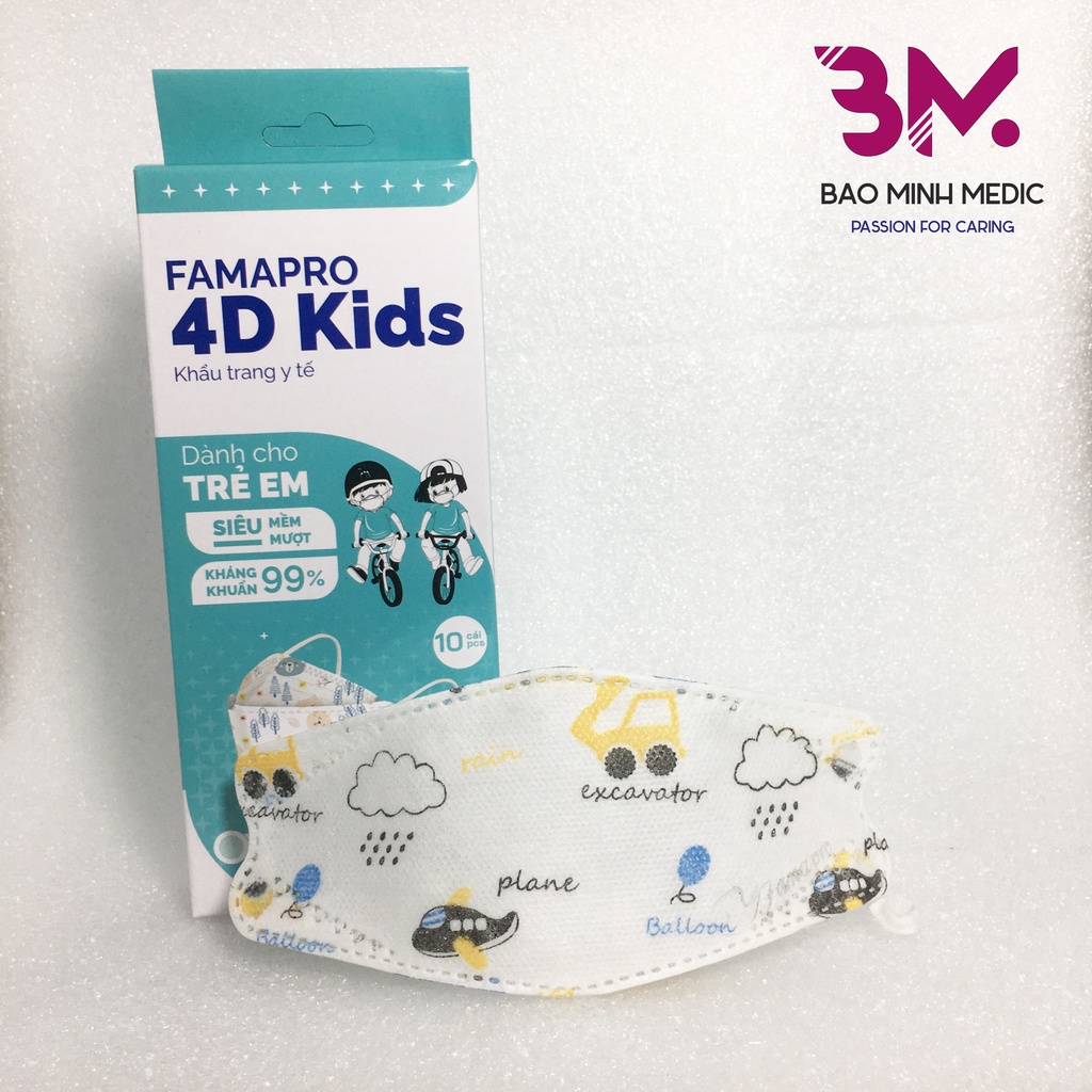 Khẩu trang 4D Kids Famapro chuẩn KF94 dành cho trẻ em (10 cái/hộp)