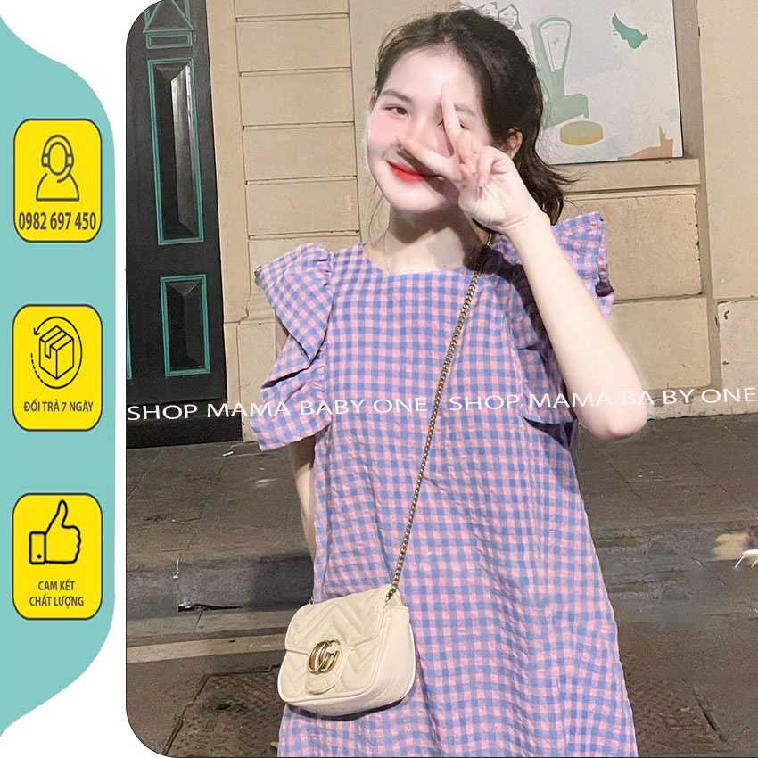 VÁY BẦU THỜI TRANG KẺ CARO CÁNH TIÊN XINH XẮN-ĐẦM BẦU BẦU THỜI TRANG HÀN QUỐC  ĐI CHƠI ĐI LÀM ĐỀU ĐẸP