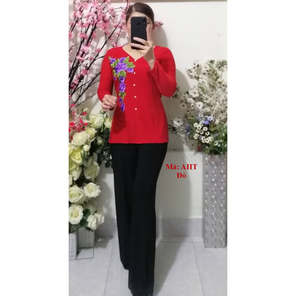 Bộ BB (Áo Bà Ba Hoa Tím + Quần Đen Rộng) | BigBuy360 - bigbuy360.vn