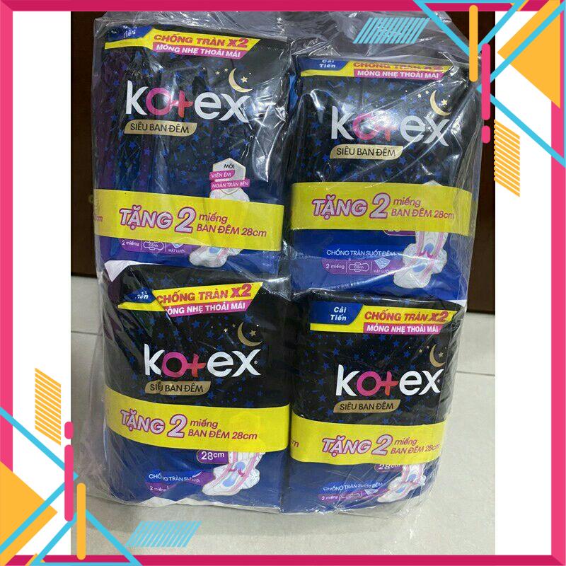 Lốc 8 Gói Băng Vệ Sinh Kotex siêu mỏng cánh tặng BVS ban đêm