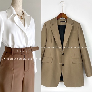 Áo blazer NICOLE by CECILIA - màu nâu hạt dẻ - dáng xuông - 1 hàng khuy (ảnh thật chụp bởi CECILIA chuẩn màu) thumbnail