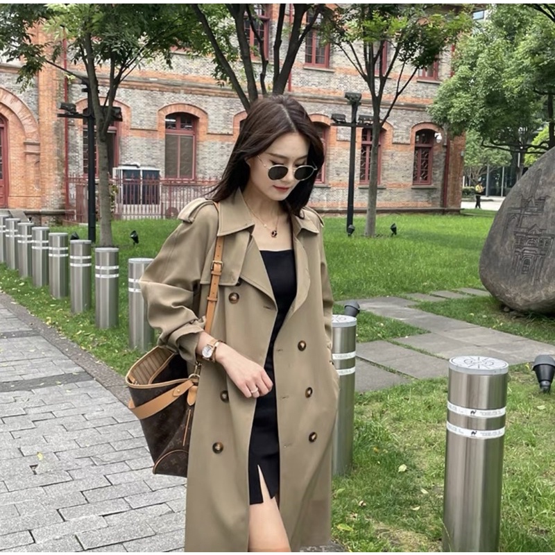 Áo Khoác Măng Tô Nữ, Áo Khoác Măng Tô Kaki Dáng Dài Phong Cách Hàn Quốc Lisa_ Hàng Order QCCC Có Ảnh Thật