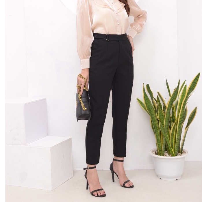 Quần baggy nữ lưng cao đai D cạp cao công sở Homieyl cao cấp chất vải đẹp, quần tây nữ lưng cao màu đen đi học đi làm