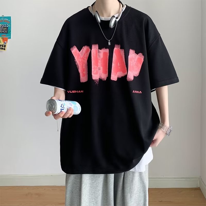 Áo Thun Tay Ngắn Dáng Rộng In Chữ Phong Cách Hip Hop Nhật Bản Thời Trang Mùa Hè Cho Nam Và Nữ size M-8XL
