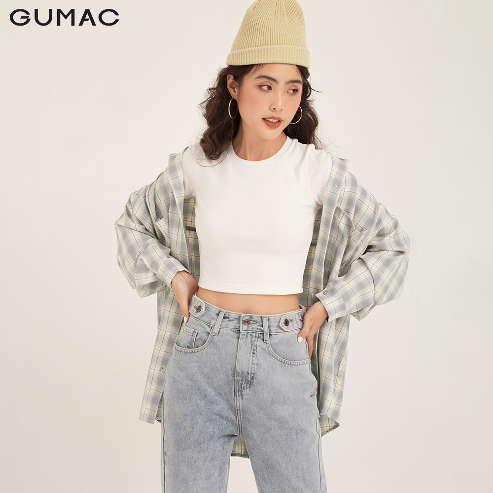 Áo sơm mi nữ caro phom rộng GUMAC đủ màu, thiết kế basic cá tính, AB191 | BigBuy360 - bigbuy360.vn