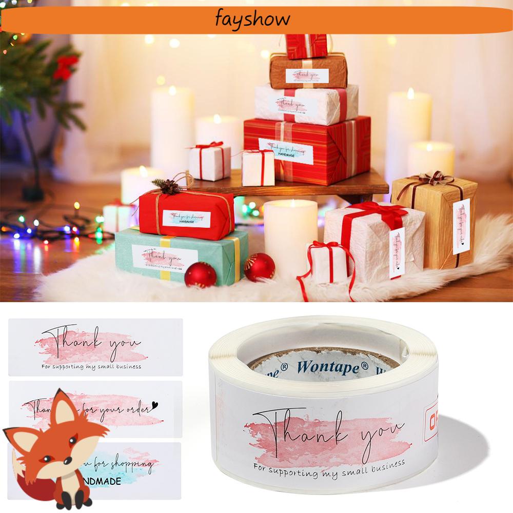 Cuộn 120 Nhãn Dán In Chữ Thank You Màu Hồng Kích Thước 1x3inch Dùng Trang Trí Gói Quà