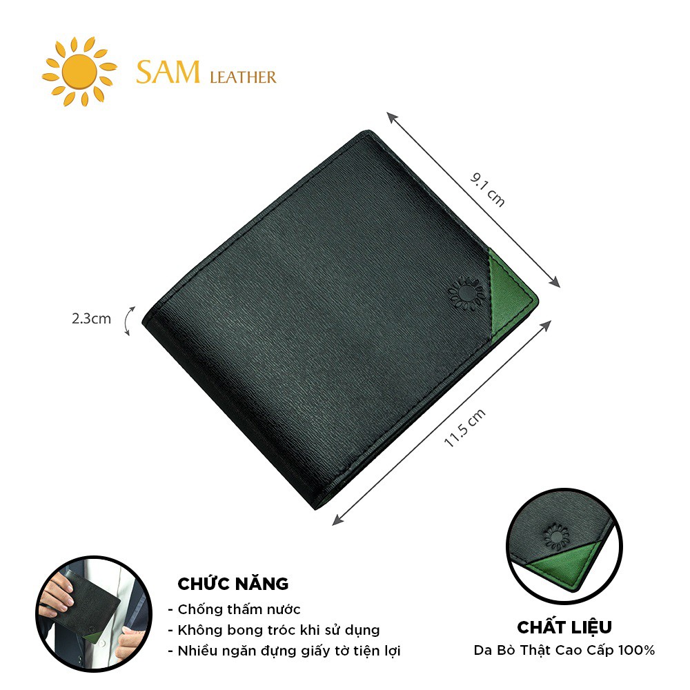 [ SAM Leather ] Ví Nam Da Bò SAM018 - Ví Da Nam Da Bò Cao Cấp Thật Bảo Hành 12 Tháng Chính Hãng