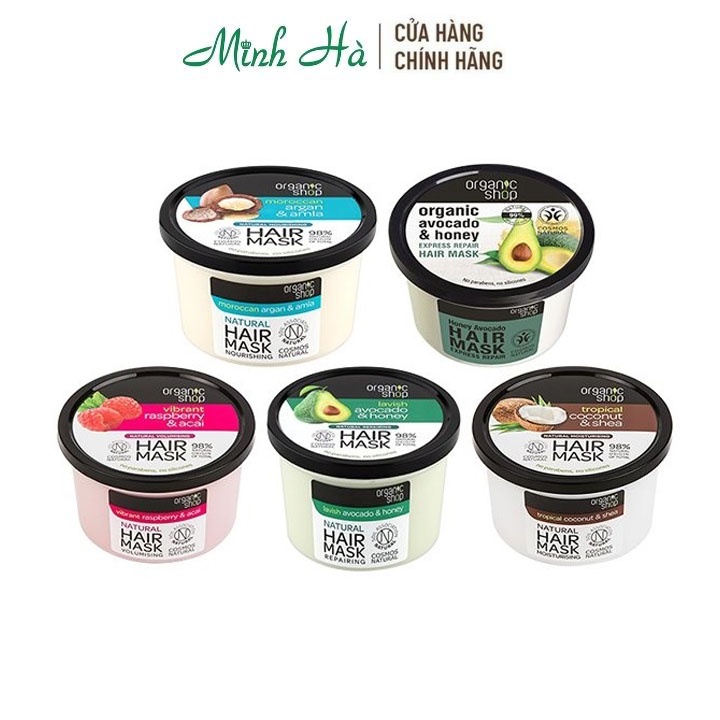 Mặt nạ hấp tóc Organic Shop Natural Hair Mask 250ml giúp phục hồi tóc hư tổn