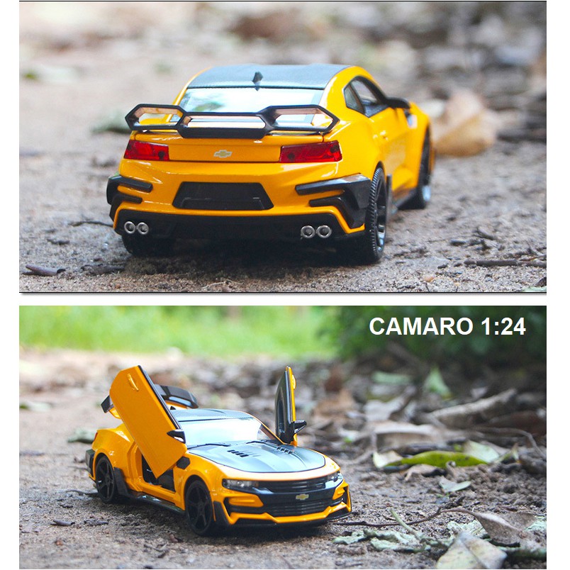 Đồ chơi trẻ em mô hình xe ô tô kim loại cỡ lớn Chevrolet camaro 1:24 có bánh trước bẻ lái được