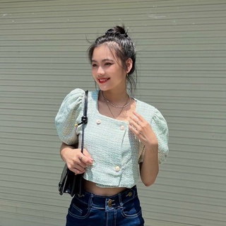 Áo Kiểu Bố Tay Phồng TH-183