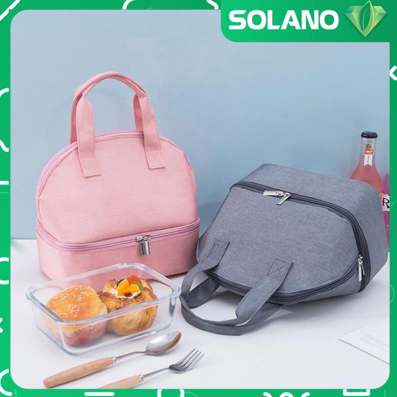 Túi giữ nhiệt SOLANO túi đựng hộp cơm, bình nước, bình sữa giữ nhiệt 2 ngăn cao cấp cho văn phòng, du lịch HG-001201