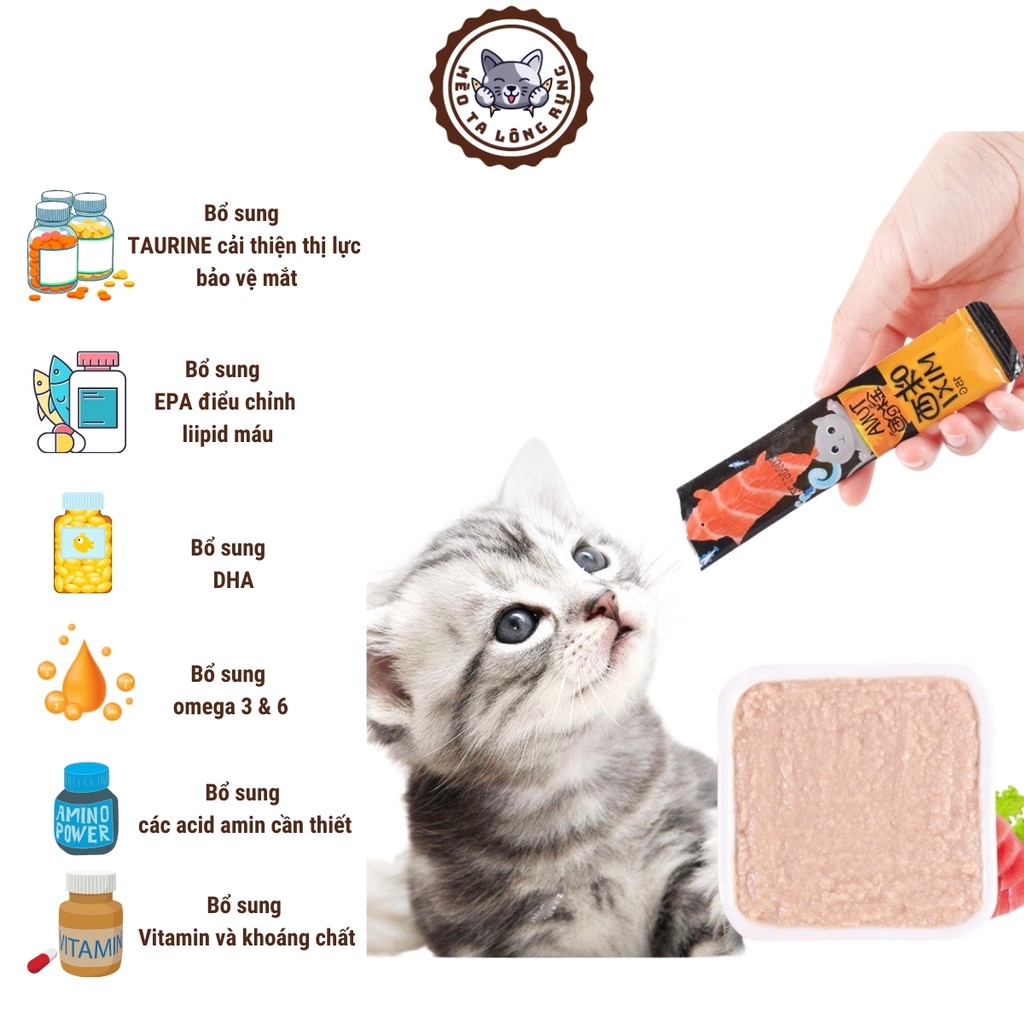 Súp thưởng cho mèo, thức ăn cho mèo thanh 15 gram nhiều vị khác nhau
