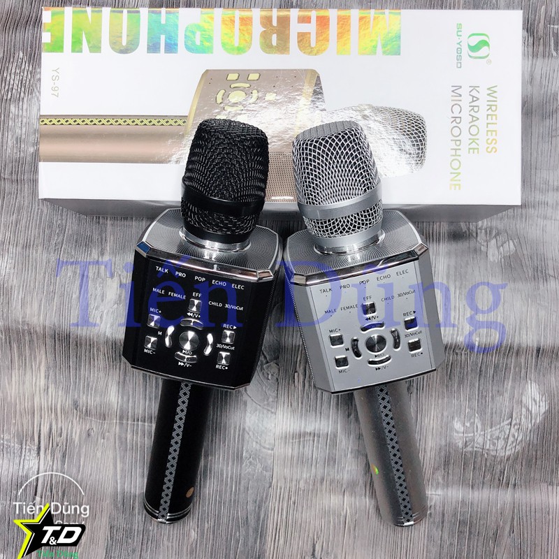 Micro Karaoke YS97 đời cao hơn mic YS95 kèm loa bluetooth - Mic YS97 có 9 chế độ âm thanh để thay đổi giọng